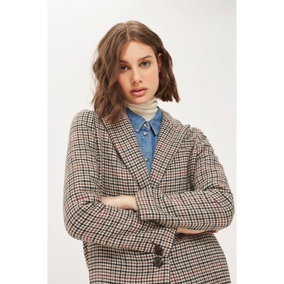 NWT ➡️ TOPSHOP BONDED HERITAGE CHECKED COAT - Picture 5 of 8